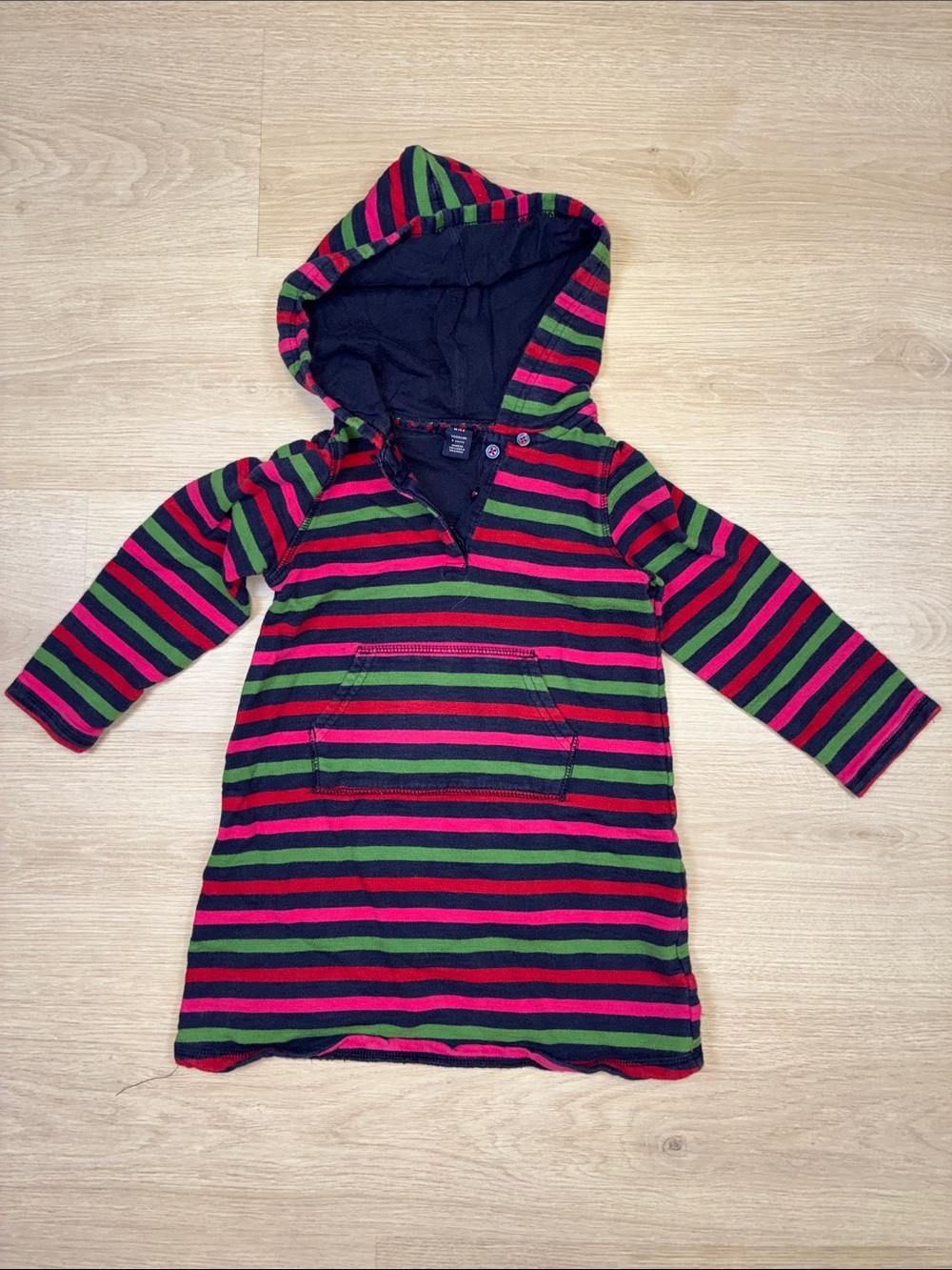 GAP Girls' Hooded Stripe Tunic - Pink, Green & Navy